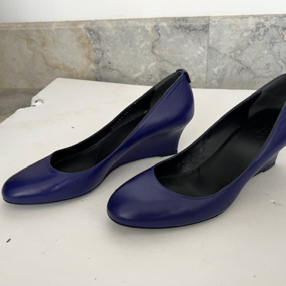 NEW Gucci Blue Leather Wedges - Picture 2 of 6